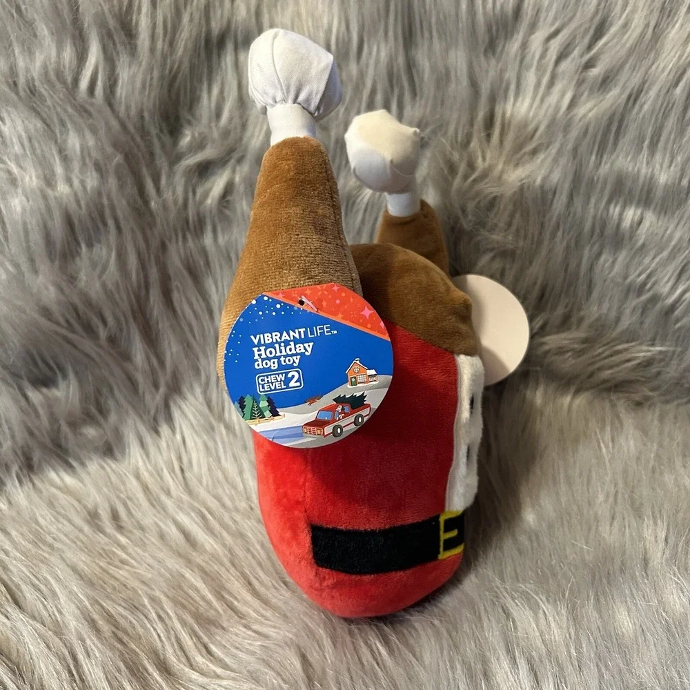 Vibrant Life Santa Turkey Dog Toy Squeaker Chew Level 2 Thanksgiving Christmas